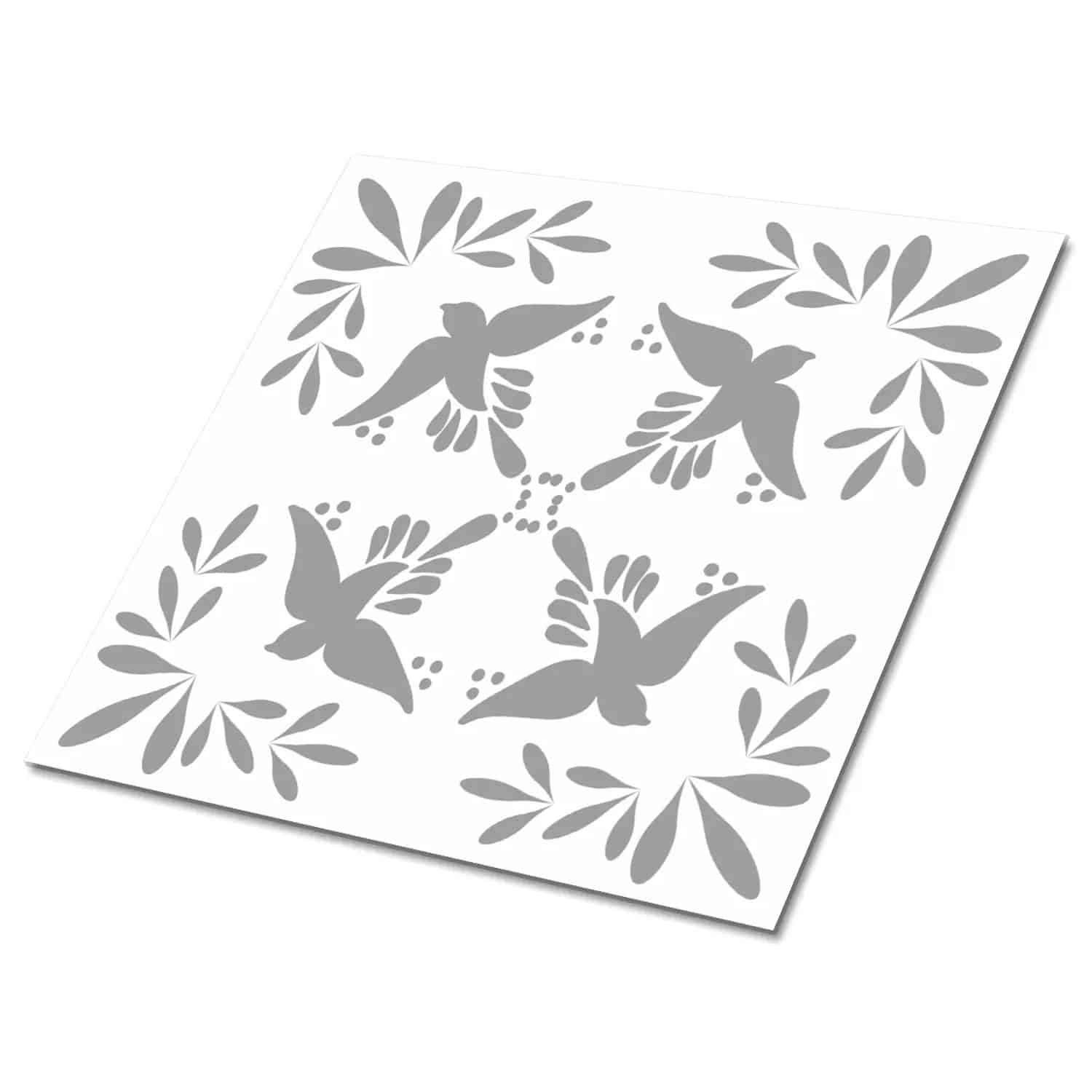 Tulup PVC Fliesen Selbstklebende 30 cm x 30 cm Set von 9 Klassische Klebefliesen Vinyl Bodenfliesen Klebefliesen für Küche Vögel