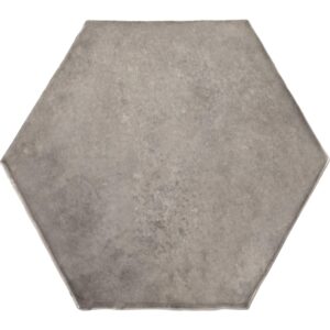 Wandfliese Antik Hexagon Steingut Grau Glasiert Glänzend 15 cm x 17