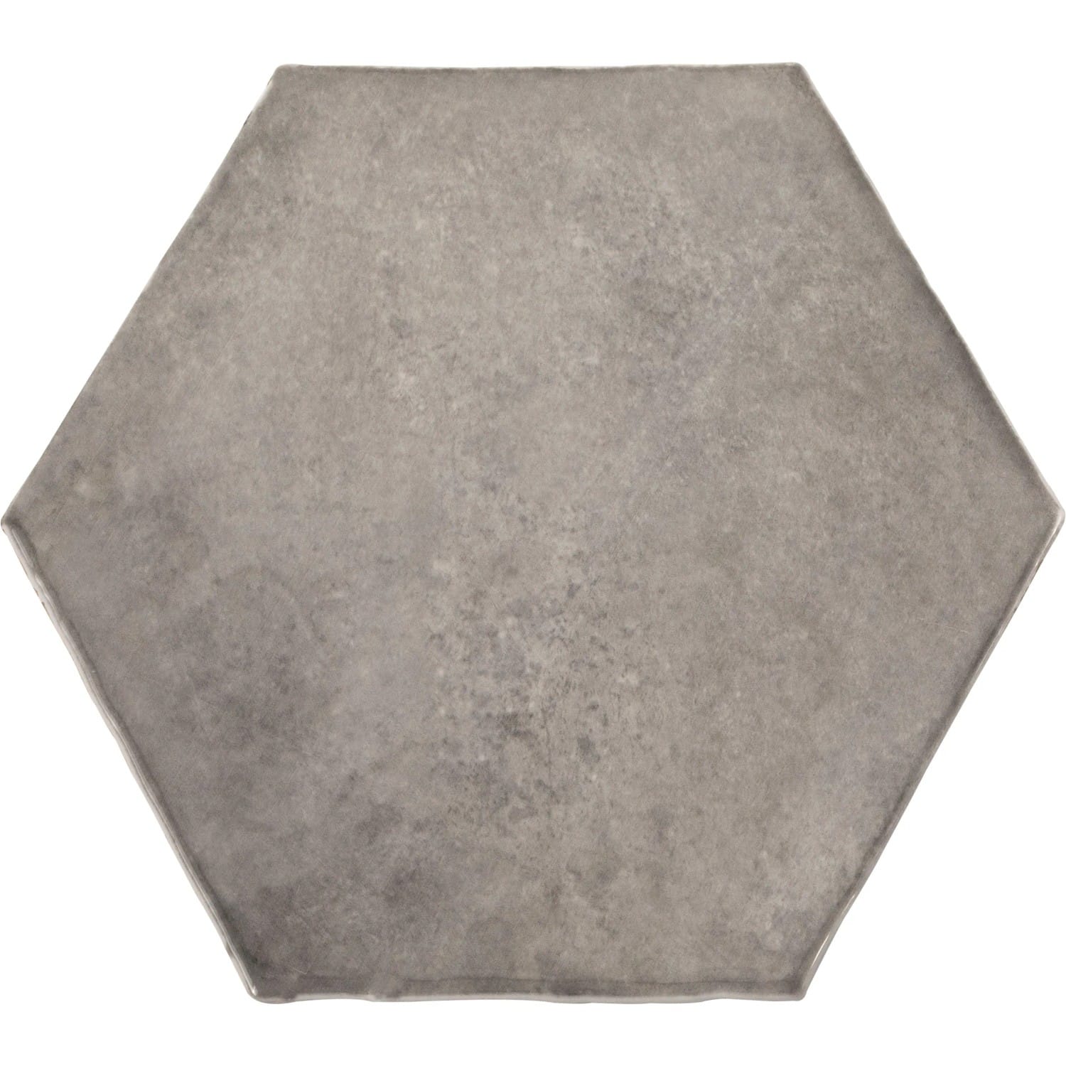 Wandfliese Antik Hexagon Steingut Grau Glasiert Glänzend 15 cm x 17