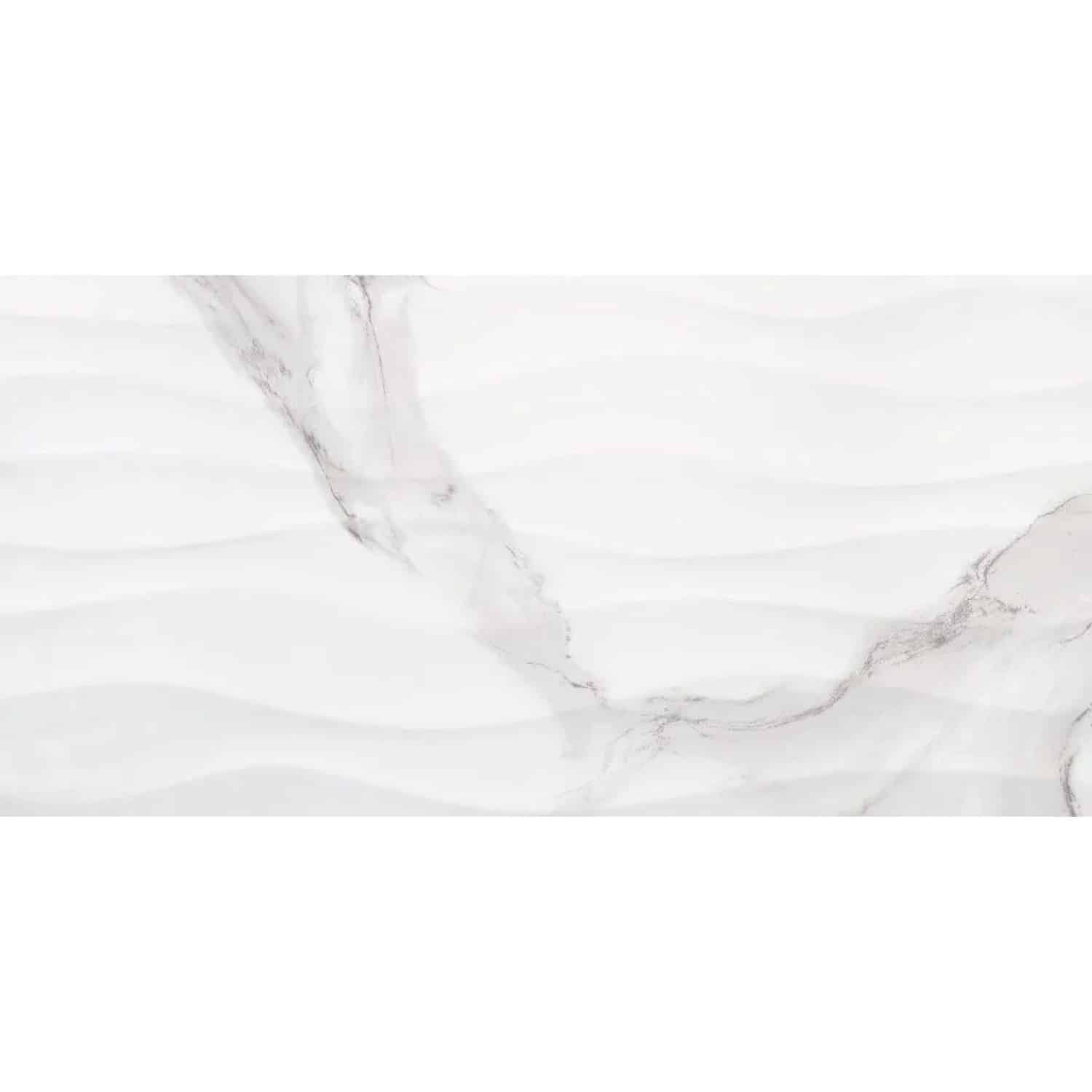 Wandfliese Calacatta Wave Feinsteinzeug Weiß-Grau Glasiert 30 x 60 x 1 cm