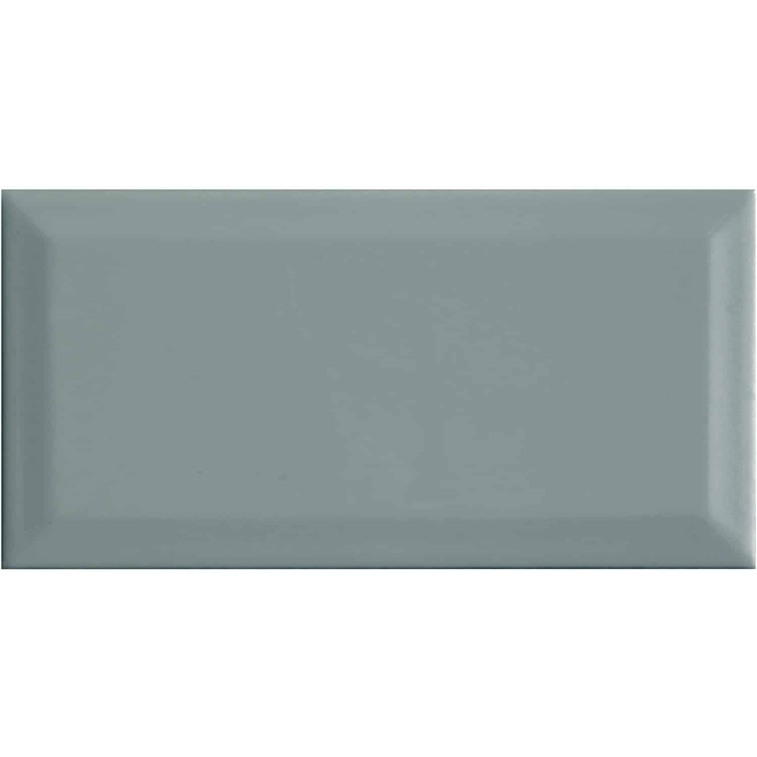 Wandfliese Facette Metro Grau glänzend glasiert 10 cm x 20 cm