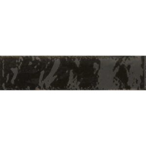 Wandfliese Lotis Steingut Schwarz Glasiert Glänzend 6 cm x 24 cm